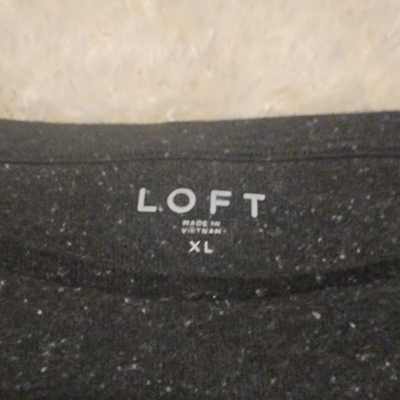 LOFT Smokey Grey Flecked 3/4 Length Lightweight Sweater Tulip Hem Sz. XL - Picture 2 of 5